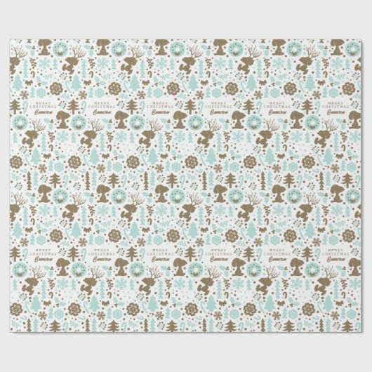 Erdnüsse | Snoopy Frostiges Weihnachtsmuster Geschenkpapier (Flach)