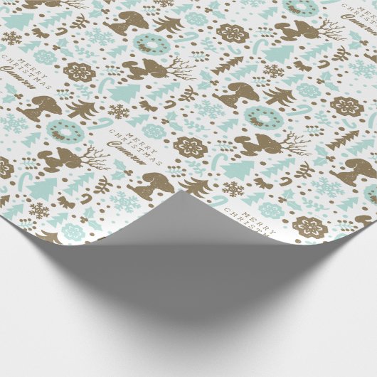 Erdnüsse | Snoopy Frostiges Weihnachtsmuster Geschenkpapier (Ecke)