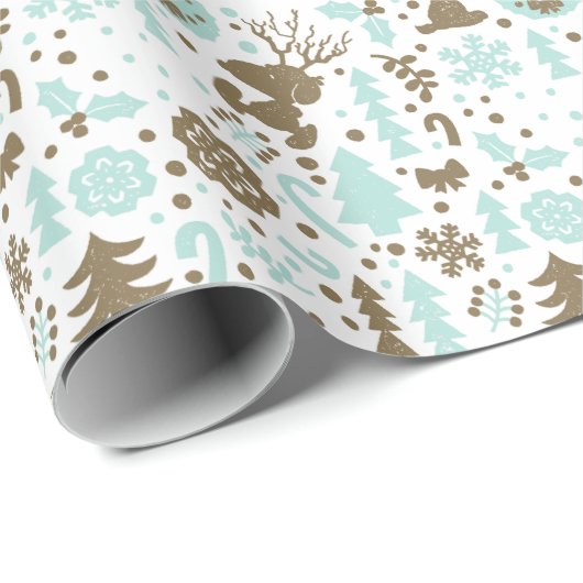 Erdnüsse | Snoopy Frostiges Weihnachtsmuster Geschenkpapier (Rolleneckpunkt)