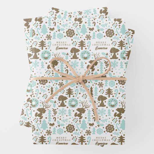 Erdnüsse | Snoopy Frostiges Weihnachtsmuster Geschenkpapier Set (Beispiel)