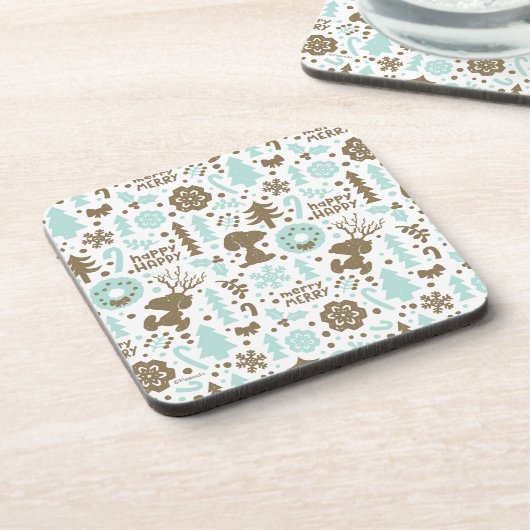 Erdnüsse | Snoopy Frostiges Weihnachtsmuster Getränkeuntersetzer (Linke Seite)