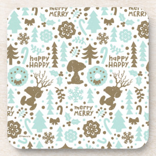 Erdnüsse   Snoopy Frostiges Weihnachtsmuster Getränkeuntersetzer