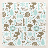 Erdnüsse | Snoopy Frostiges Weihnachtsmuster Glasuntersetzer (Vorderseite)