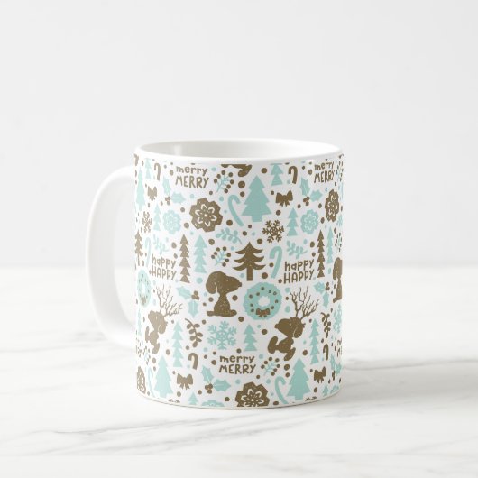 Erdnüsse | Snoopy Frostiges Weihnachtsmuster Kaffeetasse (Vorderseite Links)