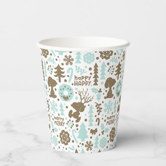 Erdnüsse | Snoopy Frostiges Weihnachtsmuster Pappbecher (Rückseite)