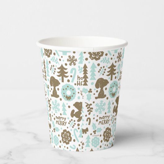 Erdnüsse | Snoopy Frostiges Weihnachtsmuster Pappbecher (Rechts)