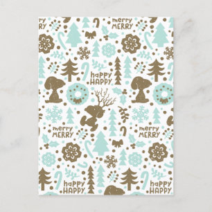 Erdnüsse   Snoopy Frostiges Weihnachtsmuster Postkarte