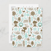 Erdnüsse | Snoopy Frostiges Weihnachtsmuster Postkarte (Vorne/Hinten)