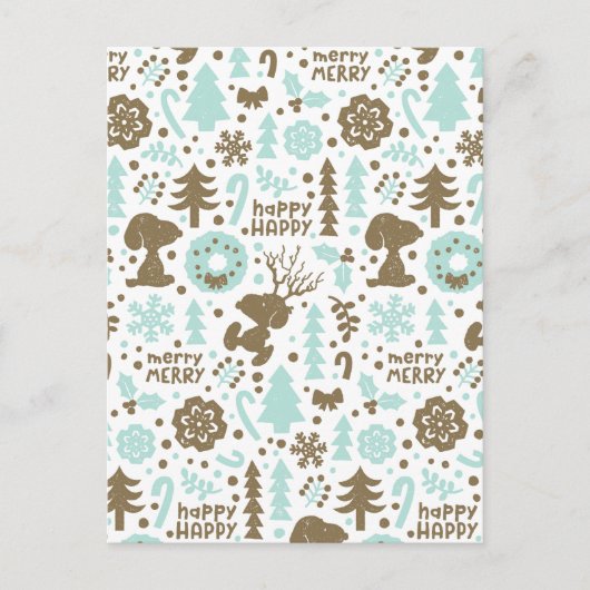 Erdnüsse | Snoopy Frostiges Weihnachtsmuster Postkarte (Vorderseite)