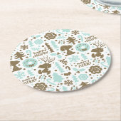 Erdnüsse | Snoopy Frostiges Weihnachtsmuster Runder Pappuntersetzer (Angewinkelt)