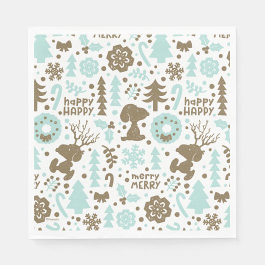 Erdnüsse | Snoopy Frostiges Weihnachtsmuster Serviette (Vorderseite)