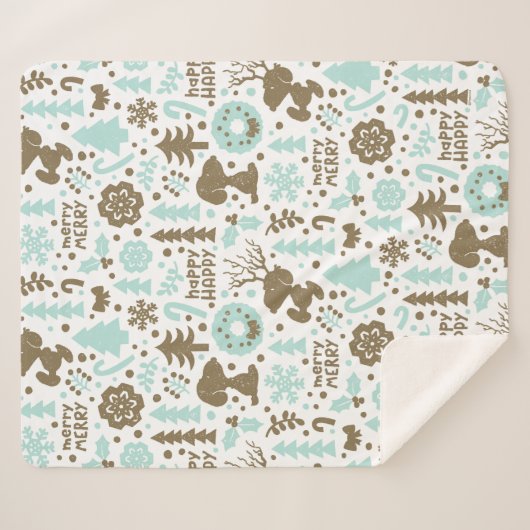 Erdnüsse | Snoopy Frostiges Weihnachtsmuster Sherpadecke (Vorderseite (Horizontal))