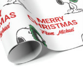 Erdnüsse | Snoopy für Feiertage | Name hinzufügen Geschenkpapier (Rolleneckpunkt)