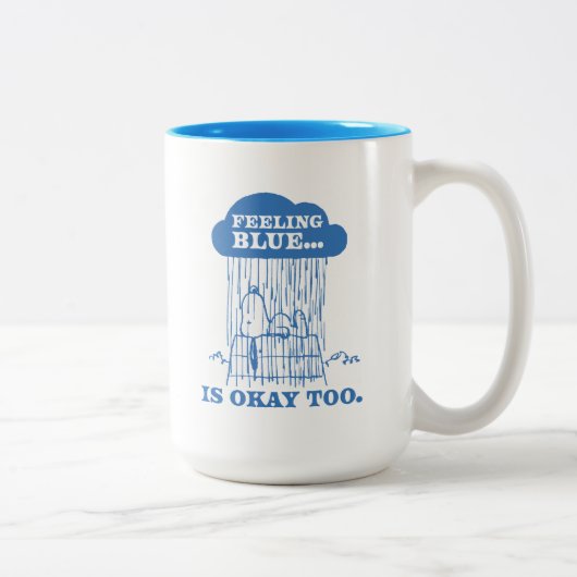 Erdnüsse | Snoopy Gefühl Blau ist auch in Ordnung Zweifarbige Tasse (Rechts)