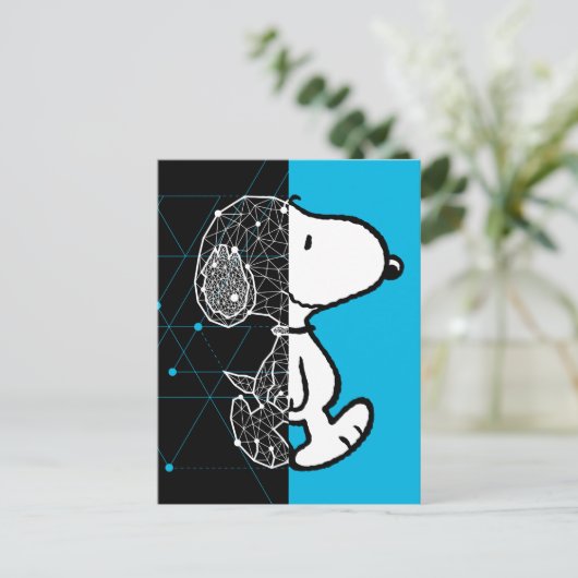 Erdnüsse | Snoopy Geometric Design Postkarte (Stehend Vorderseite)