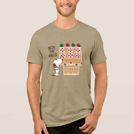 Erdnüsse | Snoopy Gingerbrot House Tri-Blend Shirt (Vorderseite)