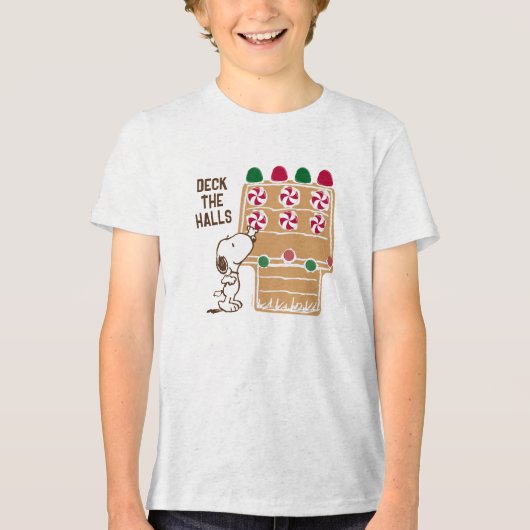 Erdnüsse | Snoopy Gingerbrot House Tri-Blend Shirt (Vorderseite)