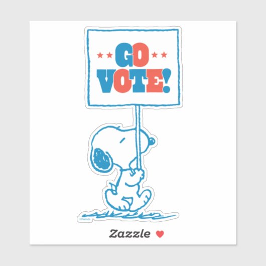 Erdnüsse | Snoopy - Go Vote Sign Aufkleber (Blatt)
