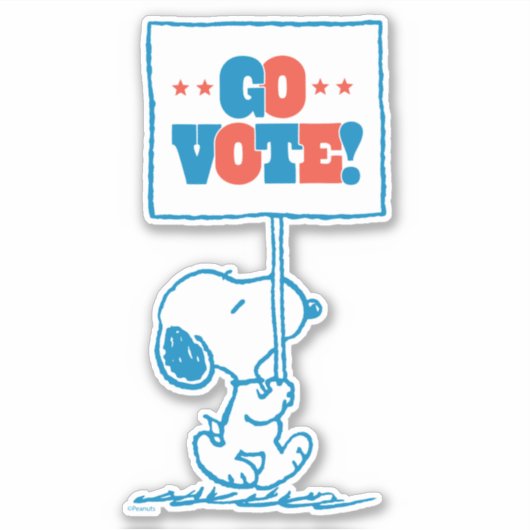 Erdnüsse | Snoopy - Go Vote Sign Aufkleber (Vorderseite)