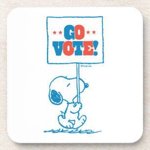 Erdnüsse   Snoopy - Go Vote Sign Getränkeuntersetzer