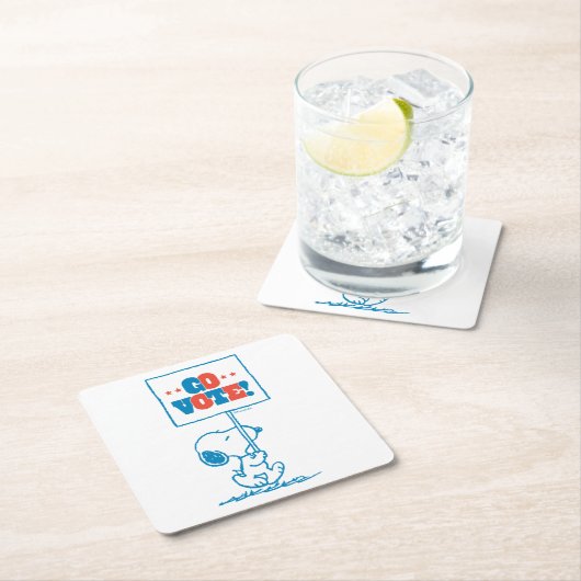 Erdnüsse | Snoopy - Go Vote Sign Rechteckiger Pappuntersetzer (Vor Ort)