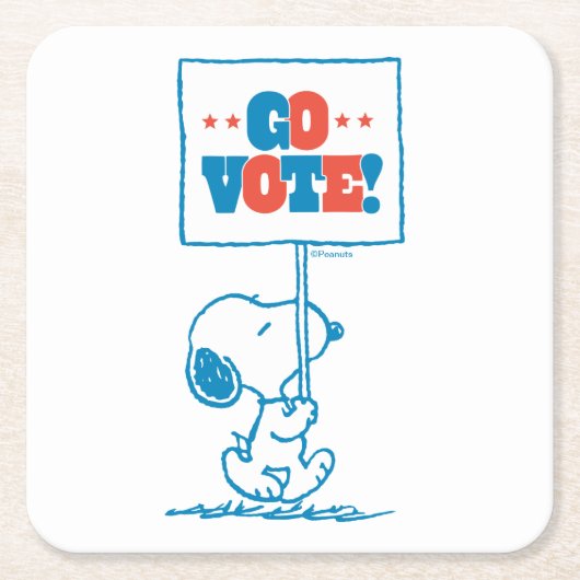 Erdnüsse | Snoopy - Go Vote Sign Rechteckiger Pappuntersetzer (Vorderseite)