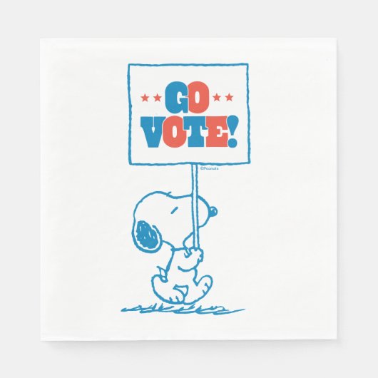 Erdnüsse | Snoopy - Go Vote Sign Serviette (Vorderseite)
