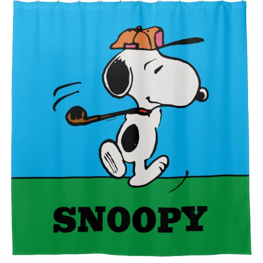 Erdnüsse | Snoopy Golf Swing Duschvorhang (Vorderseite)