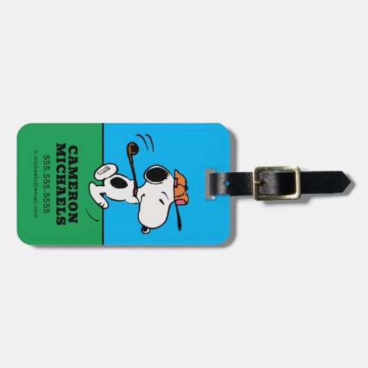 Erdnüsse | Snoopy Golf Swing Gepäckanhänger (Vorderseite horizontal)