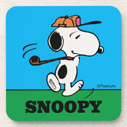 Erdnüsse | Snoopy Golf Swing Getränkeuntersetzer (Vorderseite)