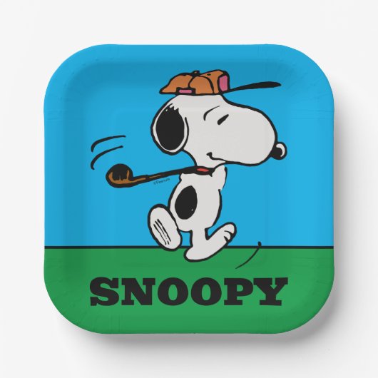 Erdnüsse | Snoopy Golf Swing Pappteller (Vorderseite)