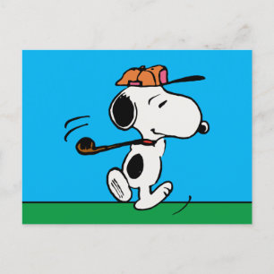 Erdnüsse   Snoopy Golf Swing Postkarte