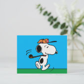 Erdnüsse | Snoopy Golf Swing Postkarte (Stehend Vorderseite)