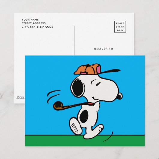 Erdnüsse | Snoopy Golf Swing Postkarte (Vorne/Hinten)