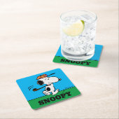Erdnüsse | Snoopy Golf Swing Rechteckiger Pappuntersetzer (Vor Ort)