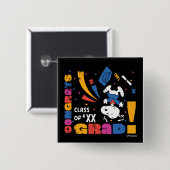 Erdnüsse Snoopy Gratuliere Absolvent Abschluss Kon Button (Vorne & Hinten)
