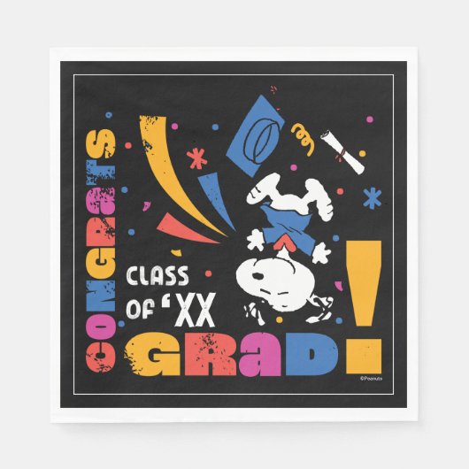 Erdnüsse Snoopy Gratuliere Absolvent Abschluss Kon Serviette (Vorderseite)