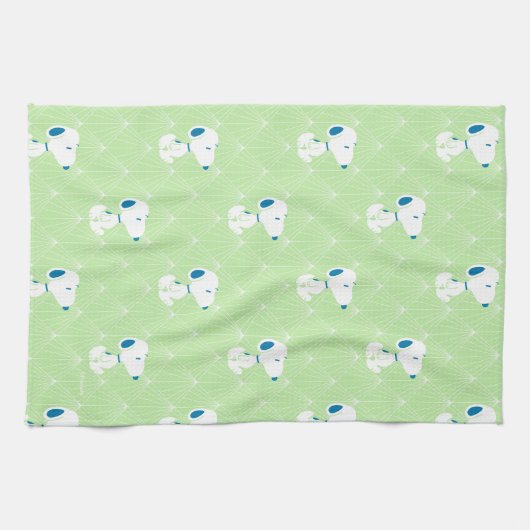 Erdnüsse | Snoopy Green Deko Dreams Pattern Geschirrtuch (Horizontal)