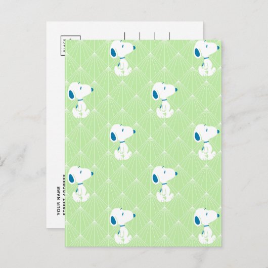 Erdnüsse | Snoopy Green Deko Dreams Pattern Postkarte (Vorne/Hinten)