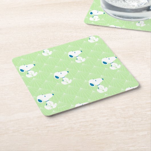 Erdnüsse | Snoopy Green Deko Dreams Pattern Rechteckiger Pappuntersetzer (angewinkelt)