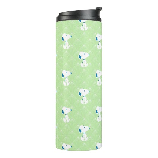 Erdnüsse | Snoopy Green Deko Dreams Pattern Thermosbecher (Nach links gedreht)