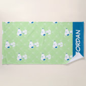 Erdnüsse | Snoopy Green Deko | Name hinzufügen Strandtuch (Vorderseite)