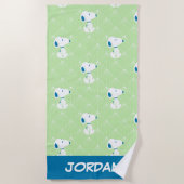 Erdnüsse | Snoopy Green Deko | Name hinzufügen Strandtuch (Vorderseite)