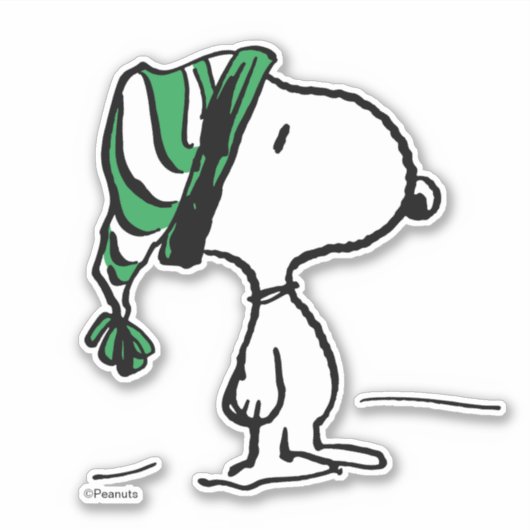 Erdnüsse | Snoopy Green Snow Cap Aufkleber (Vorderseite)