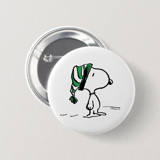 Erdnüsse | Snoopy Green Snow Cap Button (Vorne & Hinten)