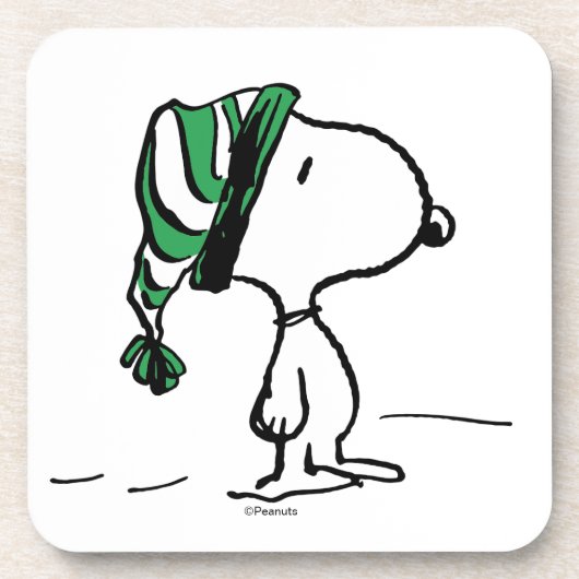 Erdnüsse | Snoopy Green Snow Cap Getränkeuntersetzer (Vorderseite)