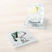 Erdnüsse | Snoopy Green Snow Cap Glasuntersetzer (Schrägansicht)