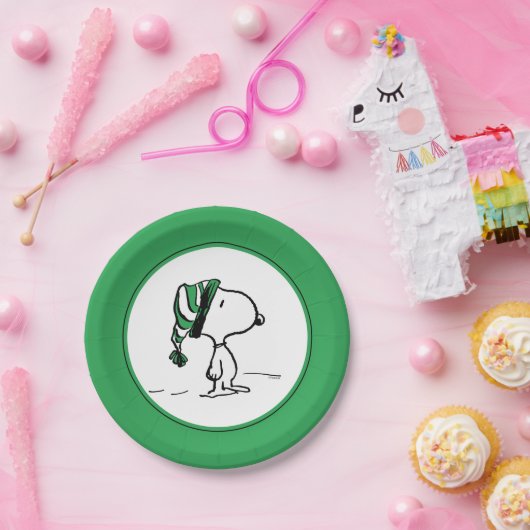 Erdnüsse | Snoopy Green Snow Cap Pappteller (Party)
