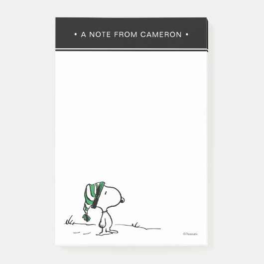 Erdnüsse | Snoopy Green Snow Cap Post-it Klebezettel (Vorderseite)