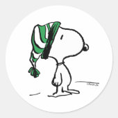 Erdnüsse | Snoopy Green Snow Cap Runder Aufkleber (Vorderseite)